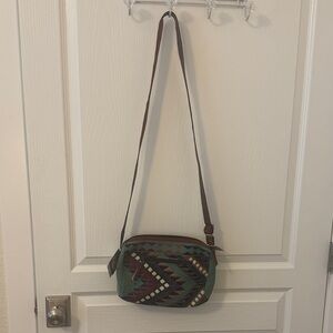 Aztec-Inspired Crossbody Bag - Green and Brown